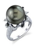Tahiti-Südseeperlen- und Diamant-Robin-Ring