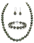 Tahitian South Sea Circle - Baroque Pearl Necklace, Bracelet, Tincup Earrings Set