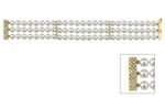 Hanadama Akoya Dreifach-Perlenarmband mit Diamanten – Zweites Bild