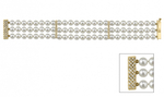 Japanisches Akoya-Armband mit drei Perlen und Diamanten
