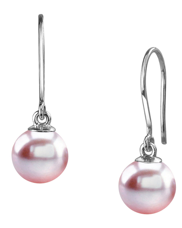 14-karätige Gold-Ohrhänger mit rosa Süßwasserperlen von Linda
