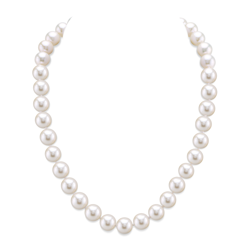9.5-10.5mm White Freshwater Pearl Necklace - AAAA Quality