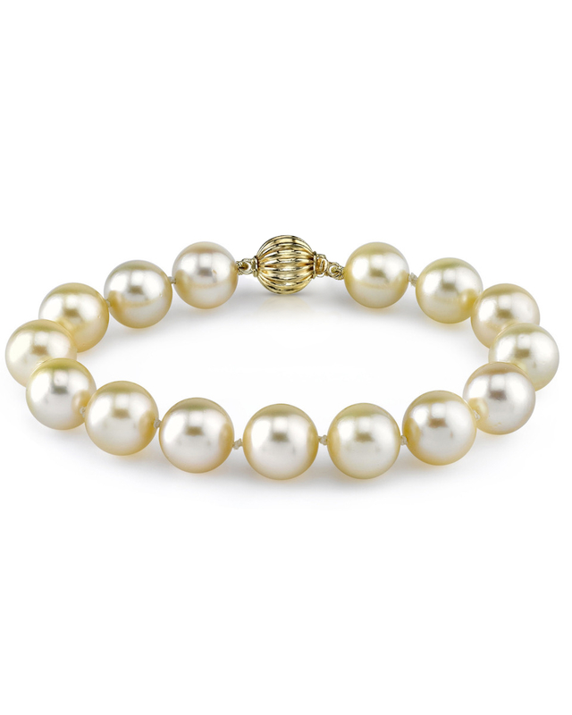 Armband aus 9–10 mm großen champagnerfarbenen Südseeperlen