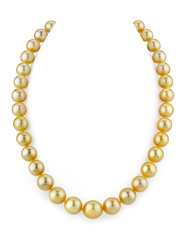 Halskette aus goldenen runden Südseeperlen, 10–12 mm – AAA-Qualität