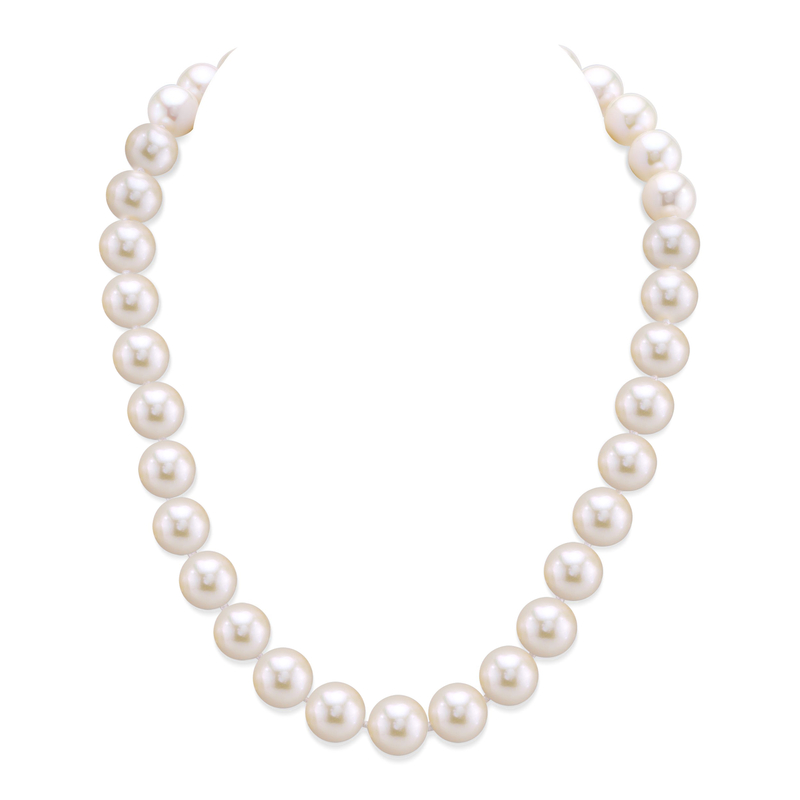 10.5-11.5mm White Freshwater Pearl Necklace - AAAA Quality