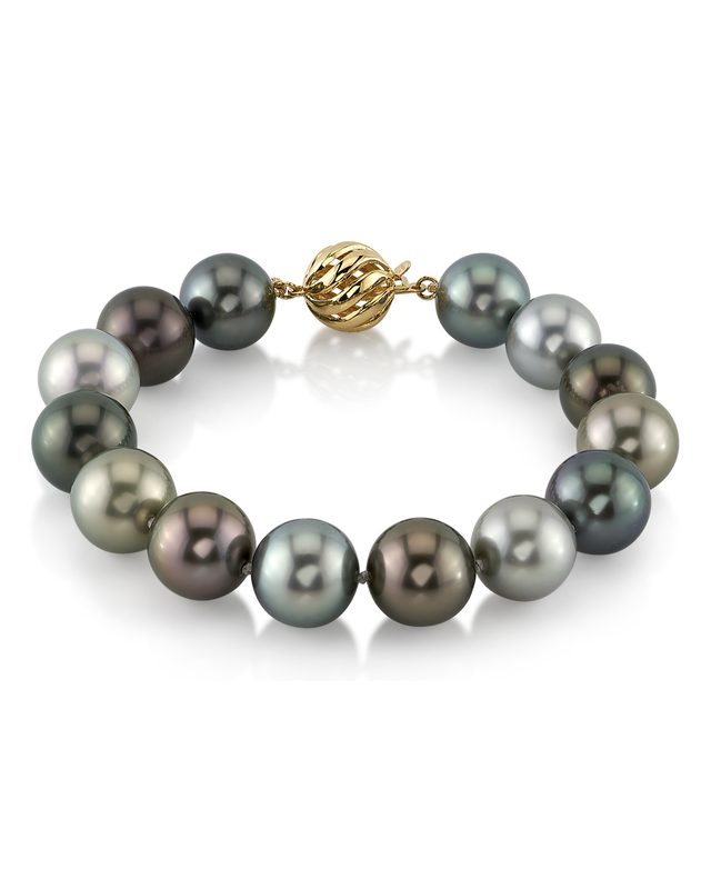 11-12mm Tahitian South Sea Multicolor Pearl Bracelet - AAAA Quality - Model Image