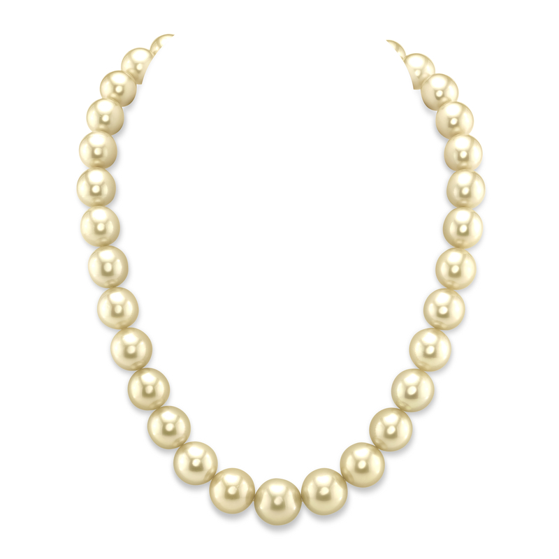 12–14 mm Champagnerfarbene Südseeperlen-Halskette – AAA-Qualität