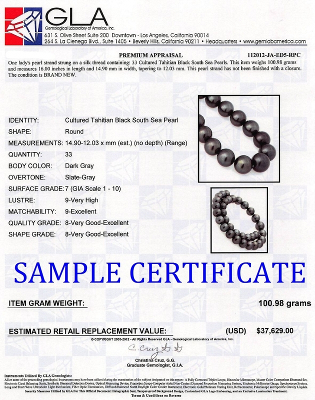 12–14 mm dunkle runde Tahiti-Südseeperlen-Halskette – AAA-Qualität – Zweites Bild