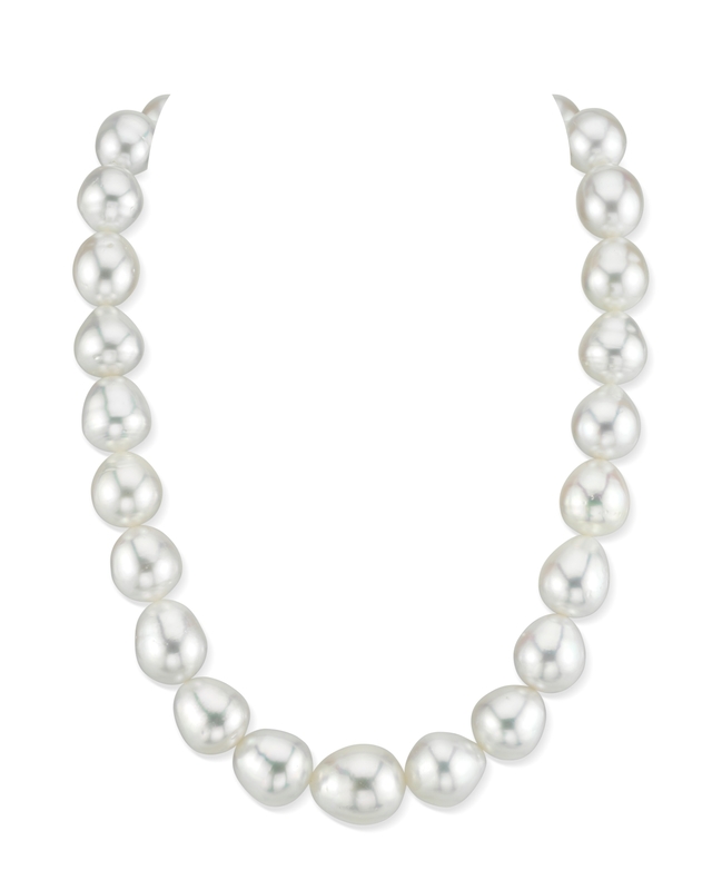11–13 mm weiße Südsee-Tropfenperlen-Halskette, oval – AAA-Qualität