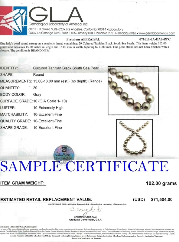 13–14,9 mm Tahiti-Südseeperlen-Halskette – AAAA-Qualität – Drittes Bild