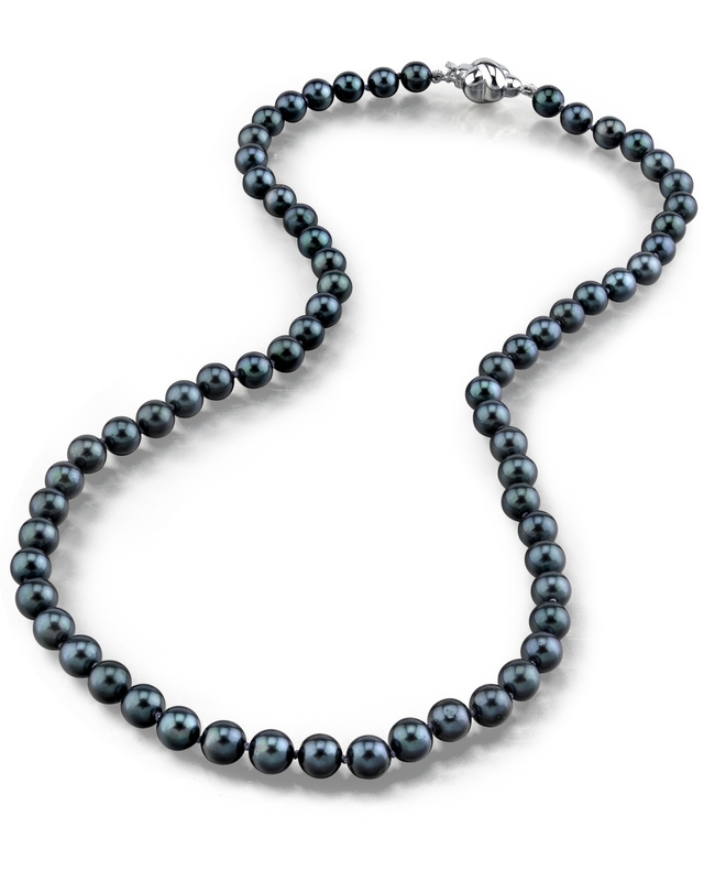 5.0-5.5mm Japanese Akoya Black Choker Length Pearl Necklace - AA+ Quality