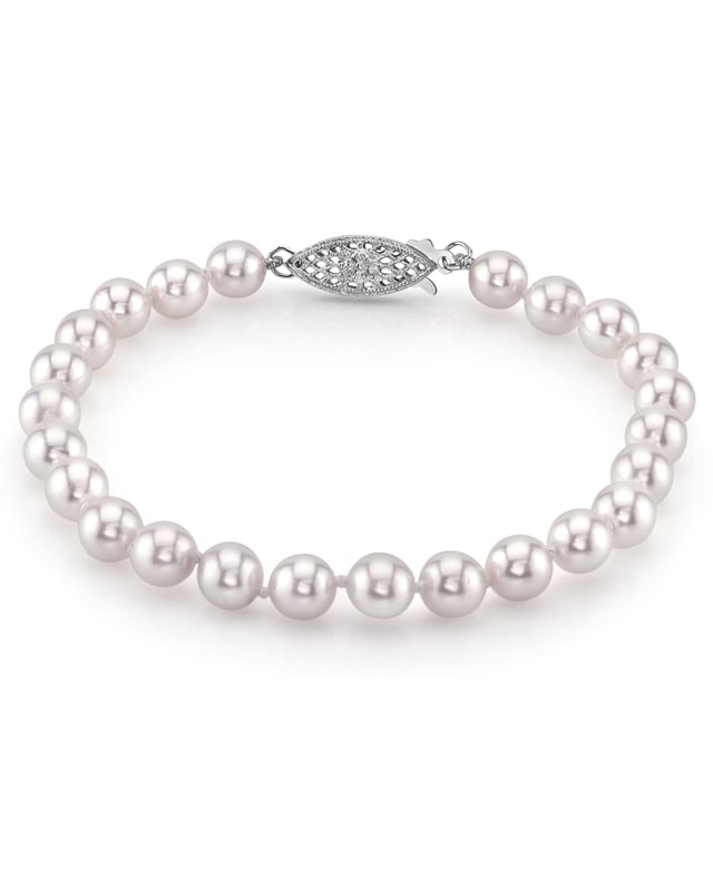 Armband aus 6,0–6,5 mm großen weißen Akoya-Perlen – AAA-Qualität