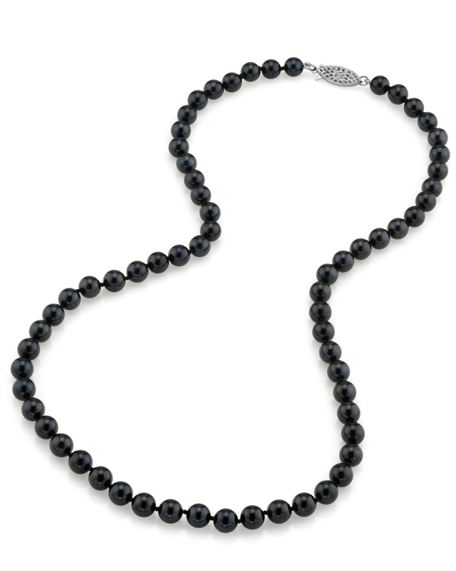 6.0-6.5mm Japanese Akoya Black Pearl Necklace - AAA Quality