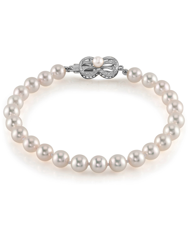 Armband aus 6,5–7,0 mm großen weißen Hanadama-Akoya-Perlen