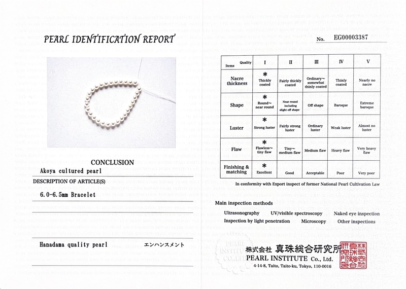 6,0–6,5 mm Hanadama Akoya-Armband aus weißen Perlen – Drittes Bild