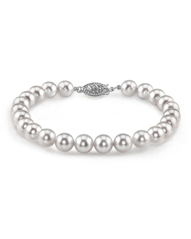 Armband aus 5,5–6,0 mm großen weißen Akoya-Perlen