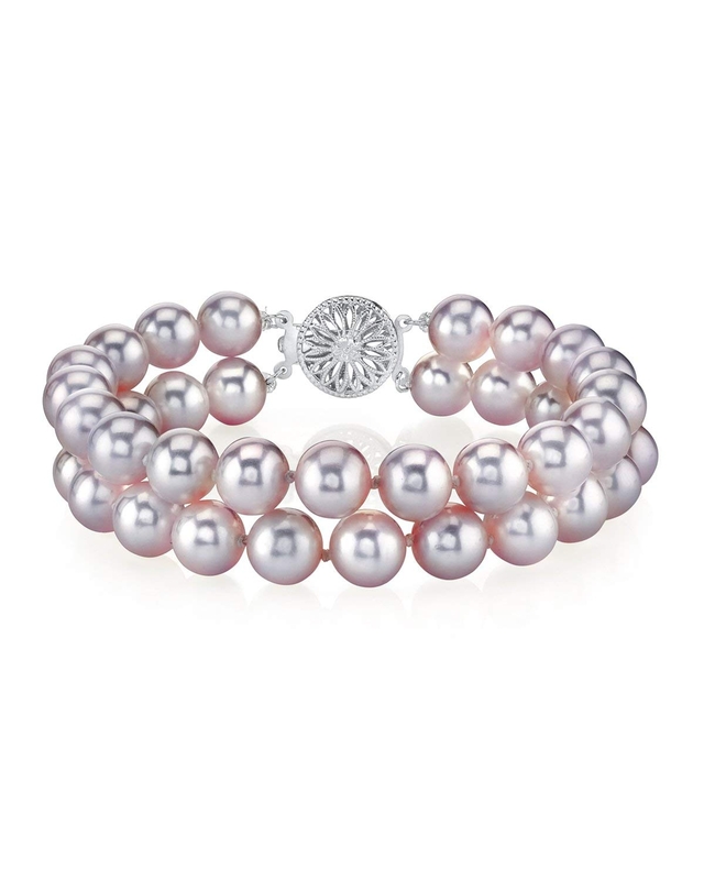 Armband mit 6,5–7 mm großen rosa Süßwasser-Doppelperlen – AAA-Qualität