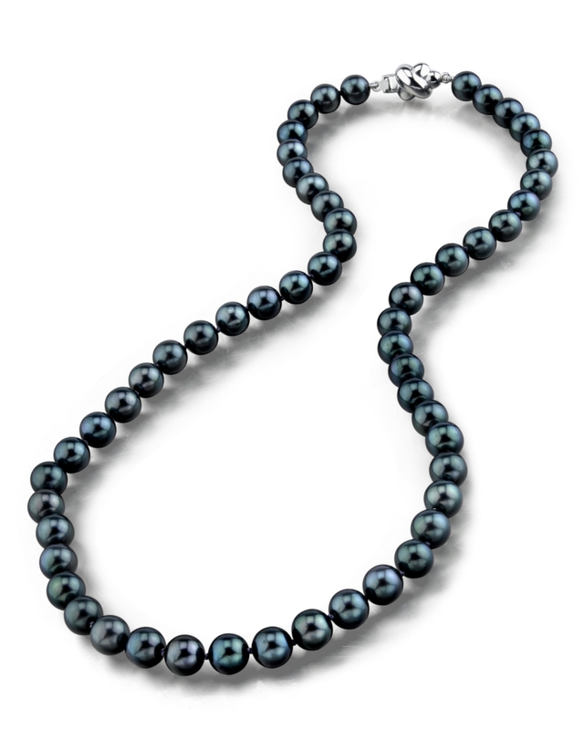 6.5-7.0mm Japanese Akoya Black Choker Length Pearl Necklace - AA+ Quality