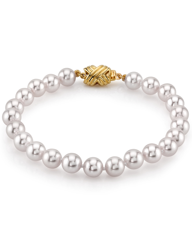 Armband aus 6,5–7,0 mm großen weißen Akoya-Perlen – AAA-Qualität – Drittes Bild