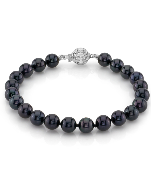 Armband aus 6,5–7,0 mm großen schwarzen Akoya-Perlen