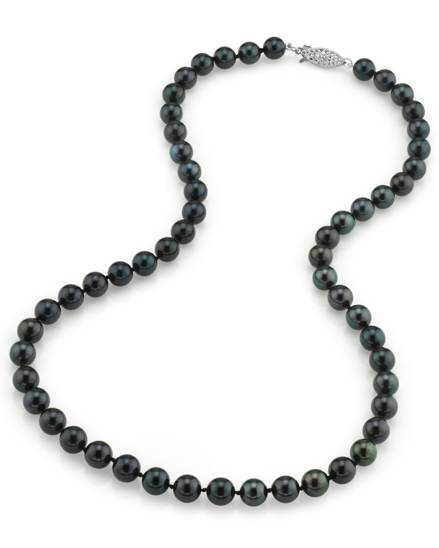 7.0-7.5mm Japanese Akoya Black Pearl Necklace - AA+ Quality