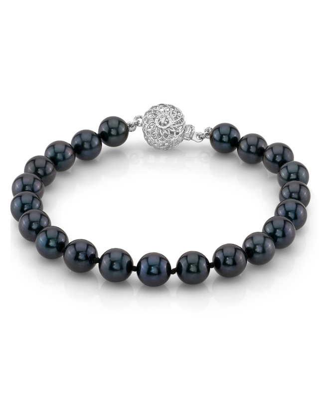 Armband aus 7,0–7,5 mm großen schwarzen Akoya-Perlen