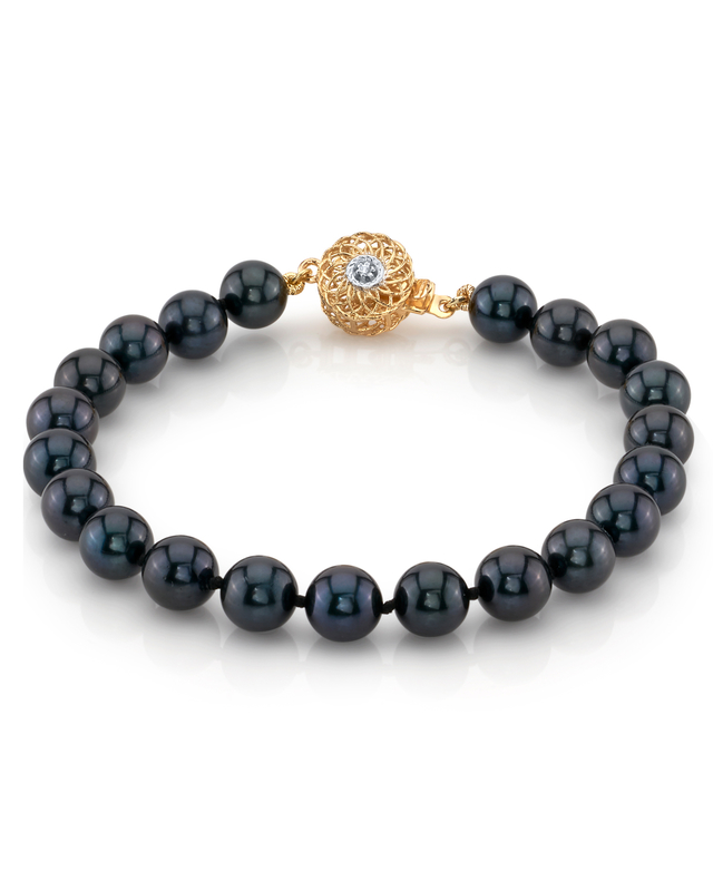 Armband aus 7,0–7,5 mm großen schwarzen Akoya-Perlen – Drittes Bild
