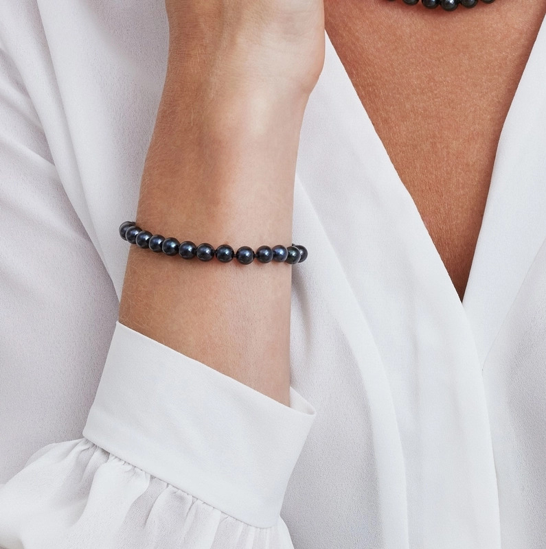 Armband aus schwarzen Süßwasserperlen, 7,5–8,0 mm – AAA-Qualität – Zweites Bild