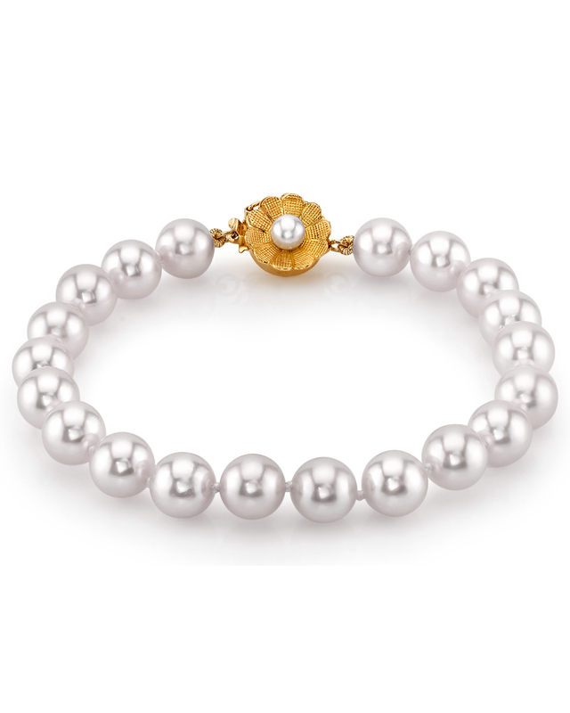 Armband aus 7,5–8,0 mm großen weißen Akoya-Perlen – AAA-Qualität – Drittes Bild