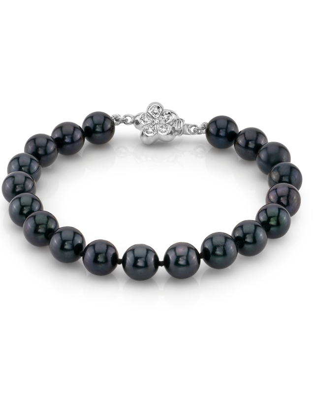 Armband aus 7,5–8,0 mm großen schwarzen Akoya-Perlen