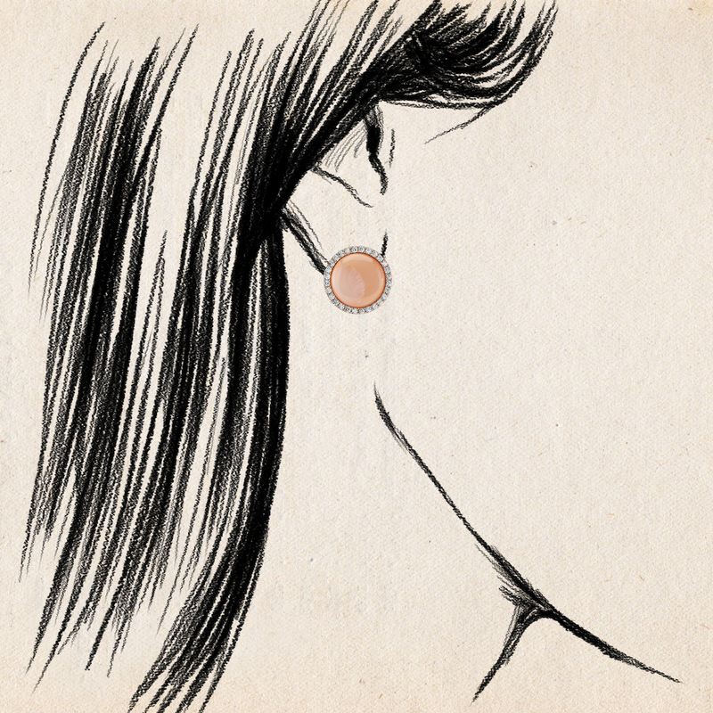Rosa Darcie-Ohrringe aus Perlmutt – Modellbild