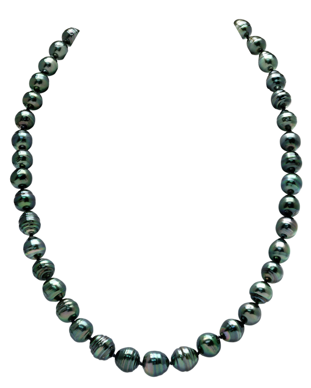 8-10mm Dark Tahitian South Sea Circle - Baroque Pearl Necklace