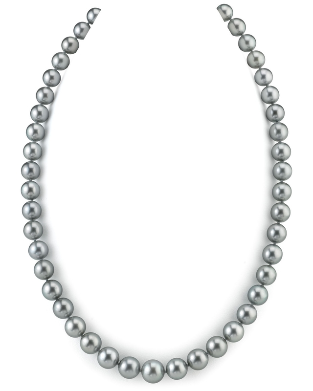 8–10 mm silberne Tahiti-Südseeperlen-Halskette – AAAA-Qualität