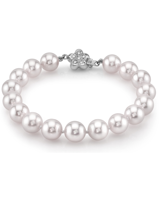 Armband aus 8,0–8,5 mm großen weißen Akoya-Perlen – AAA-Qualität