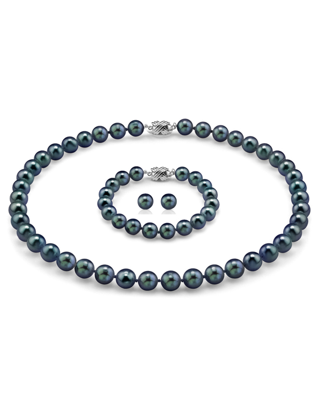 Sets mit japanischen Akoya-Schwarzperlen in AA+-Qualität