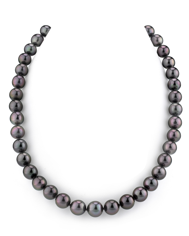 9–11 mm große Tahiti-Südseeperlen-Halskette in Aubergine – AAAA-Qualität
