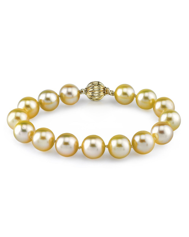 Armband aus 9–10 mm großen goldenen Südseeperlen