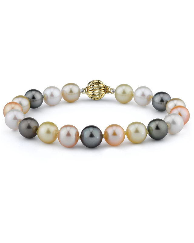 10-11mm South Sea & Freshwater Multicolor Bracelet - AAA Quality - Model Image