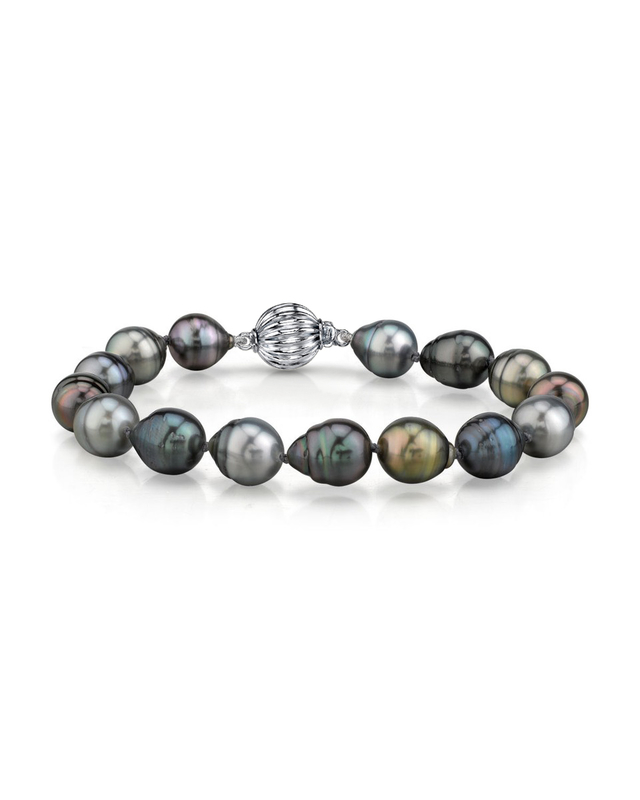Armband aus 9–10 mm großen mehrfarbigen Barockperlen aus Tahiti und der Südsee – AAA-Qualität