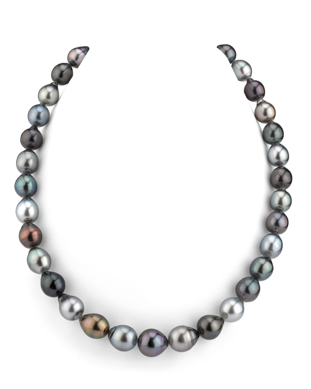 9-11mm Tahitian South Sea Multicolor Drop - Shape Pearl Necklace - AAAA Quality