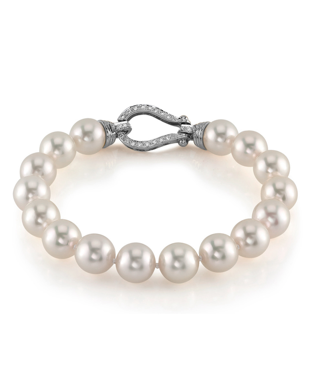 Armband aus 9,0–9,5 mm großen Hanadama-Akoya-Weißperlen