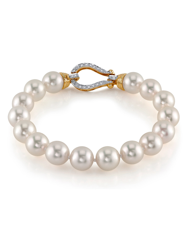 9,0–9,5 mm Hanadama Akoya-Armband aus weißen Perlen – Modellbild