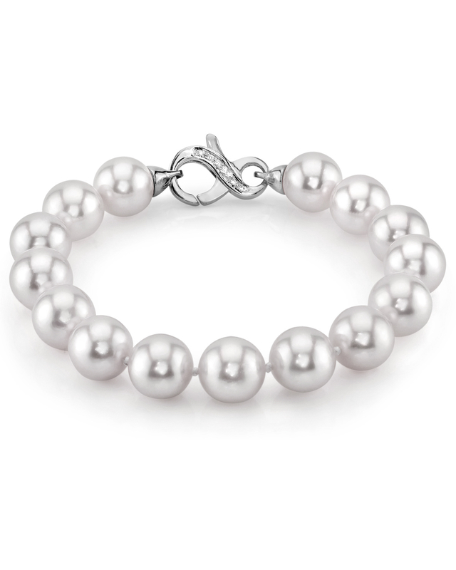 Armband aus weißen Südseeperlen, 10–11 mm