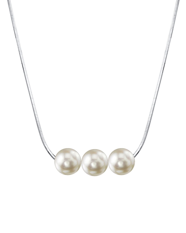 Pearl Moments – Verstellbare Silberkette mit 7,0–7,5 mm großen Akoya-Perlen – Modellbild