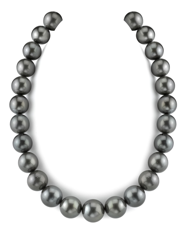 15–17 mm schwarze Tahiti-Südseeperlen-Halskette – AAA-Qualität