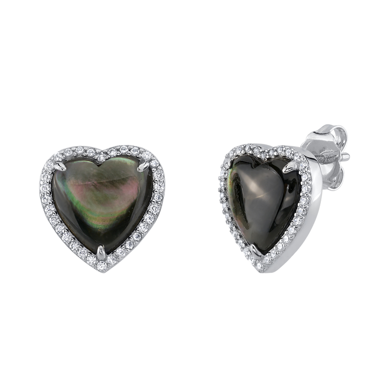 Black Mother of Pearl Heart - Shaped Ophelia Earrings