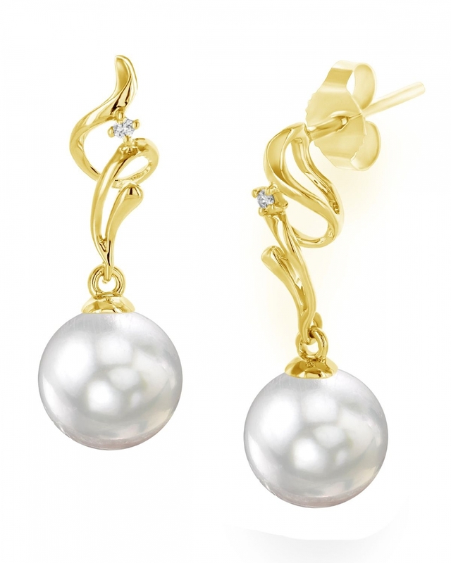 Ohrringe „Aria“ mit weißer Südseeperle und Diamanten