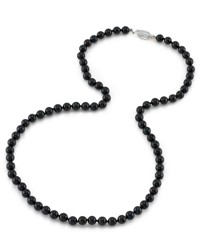 5.0-5.5mm Japanese Akoya Black Pearl Necklace - AA+ Quality