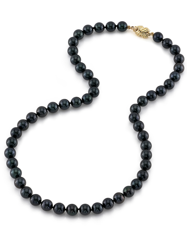 7.5-8.0mm Japanese Akoya Black Pearl Necklace - AA+ Quality - Third Image
