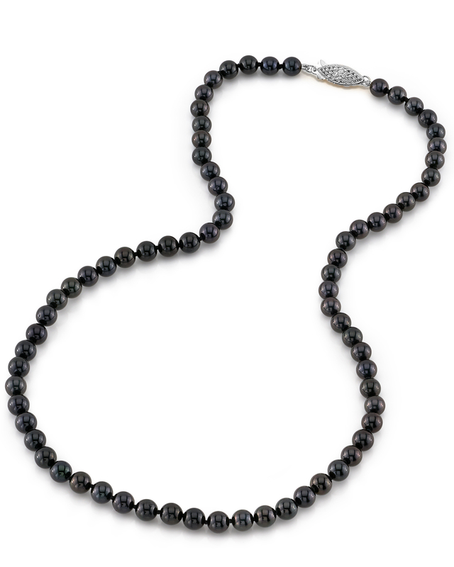 5.5-6.0mm Japanese Akoya Black Pearl Necklace - AA+ Quality
